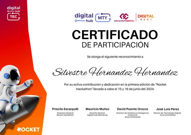 Certificado del Hackathon Arka